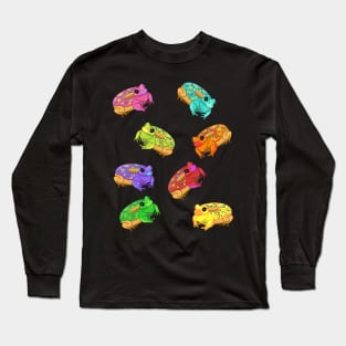 Donut Frog Doodle Pattern Long Sleeve T-Shirt